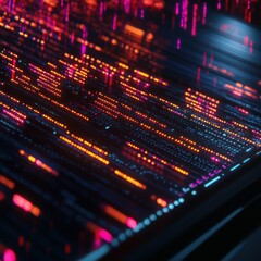 Obraz premium Abstract Digital Data Stream: Neon Lights and Futuristic Technology