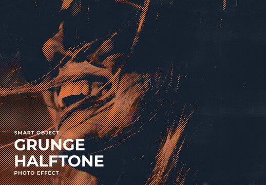 Grunge Halftone Image Effect Mockup