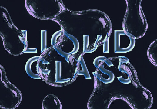 Distorted Liquid Glass Text Effect Mockup