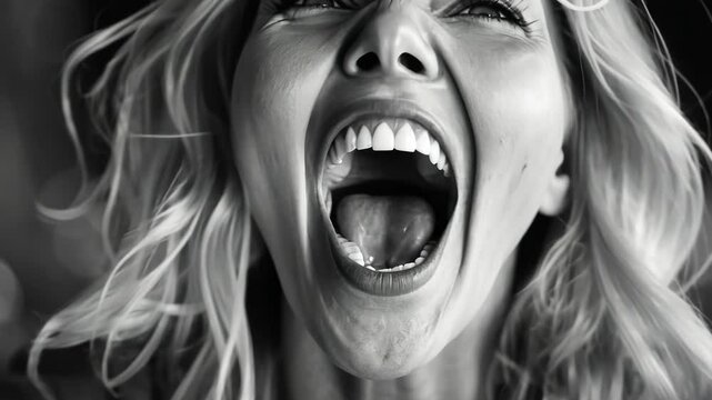 Woman with mouth open