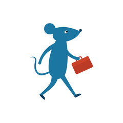 A mouse carrying a bag vector art illustration