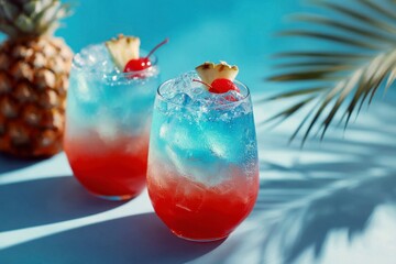 Tropical Cocktail with Pineapple and Cherry