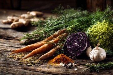 Raw Vegetables and Spices