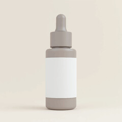 Dropper Bottle 3D Rendering White Blank Mockup,3d illustration of glass bottles unlabeled with dropper cap on rock with light background. Scene for advertising cosmetic,mockup for serum product,rock,