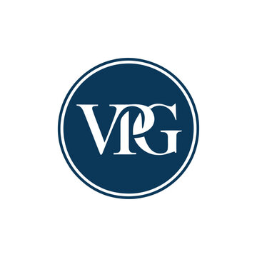 Elegant vpg monogram logo inside a dark blue circle