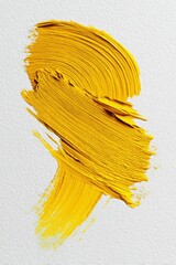 Yellow Paint Stroke on White Paper