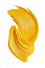 Yellow Paint Stroke Isolated on White Background