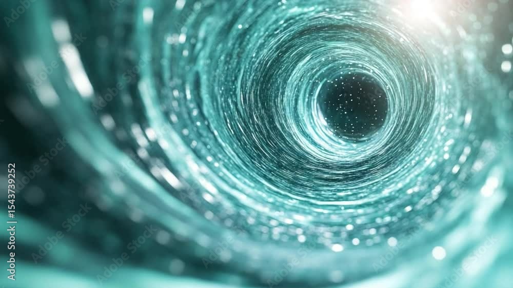Poster Cosmic Tunnel: A captivating image of a swirling, iridescent tunnel in space. The image captures the abstract nature of this tunnel with its intricate details. 