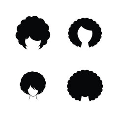 Curly black stylish hair vector illustration.