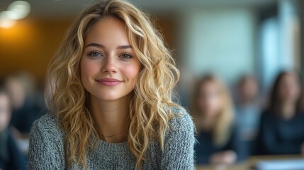 Portrait of a Confident Young Woman with Curly Hair