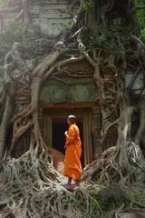 Monk exploring old ruins © saravut