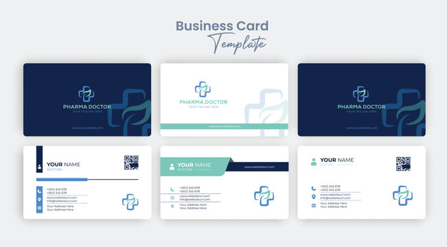 Elegant Minimalist Unique Medical Healthcare Doctor and Clinic Business Card Visiting Card Vector Template Bundle Collection