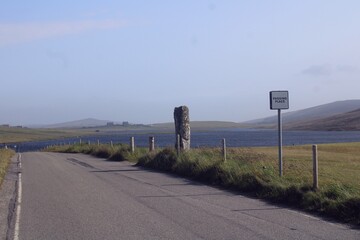Standing Stone south of Loch of Tingwall (The Murder Stone), Shetland.