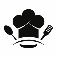 Chef hat black vector illustration, chef hat logo silhouettes, kitchen silhouettes.