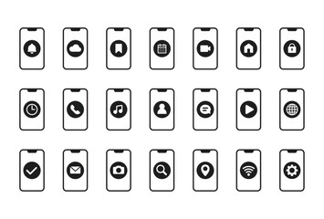 スマートフォンとシンプルアイコンのセット02