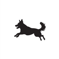 Running dog silhouette icon. Energetic dog in motion icon ideal for pet apps, trackers, or animal health graphics.