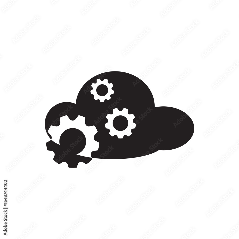 Poster cloud setting and automation icon. technical cloud gear icon for automation, development, or devops 