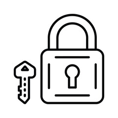 Padlock and key line art icon illustration