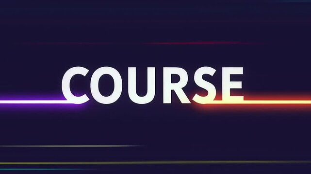 Dynamic course  graphic with vibrant light streaks on a dark background, suitable for educational content