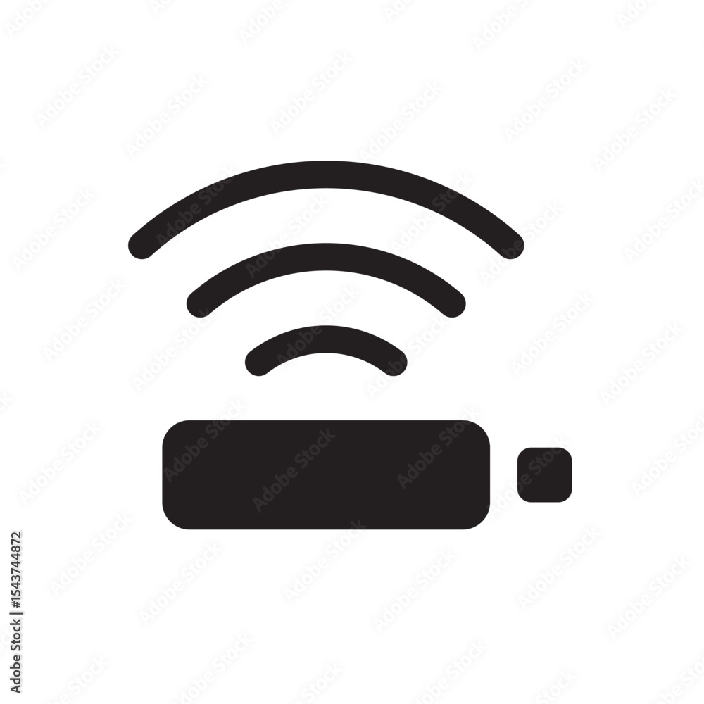 Poster wireless usb wifi connection icon. bold symbol of usb wi-fi adapter with signal waves for wireless n