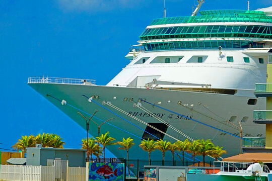 Royal Caribbean Rhapsody of the Seas is docked at Oranjestad Aruba Southern Caribbean Netherland Antilles Constituent Country NA Created 03.29.25