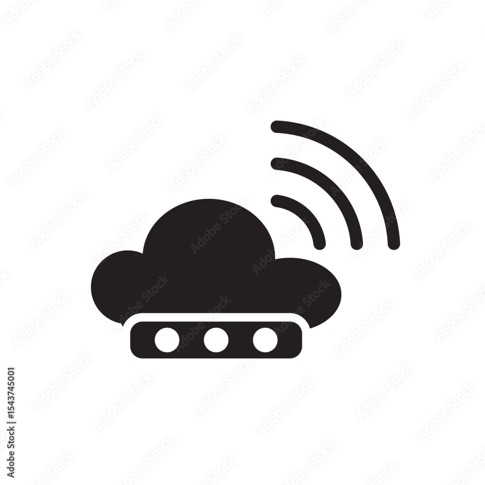 Poster cloud network wifi connection icon. cloud with wi-fi signal representing online backup, hosting, or 