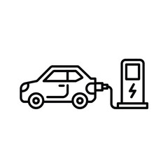Electric vehicle charging station icon illustration