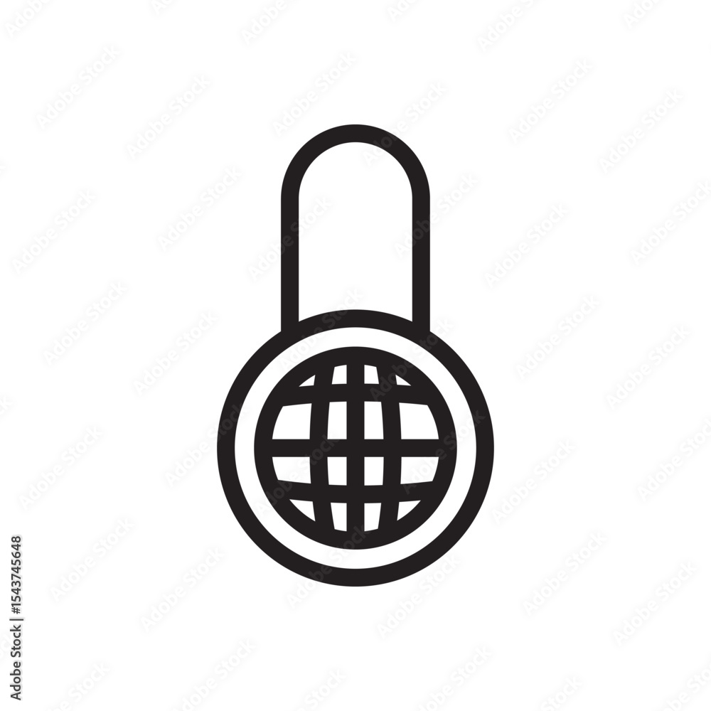 Poster secure globe lock icon. combination of padlock and globe grid for cybersecurity, privacy, or vpn con