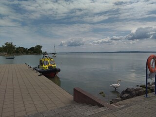 Walking on the shore of Lake Balaton