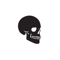 Frontal skull icon vector. Bold skull facing front for horror themes, danger signs, or educational materials.