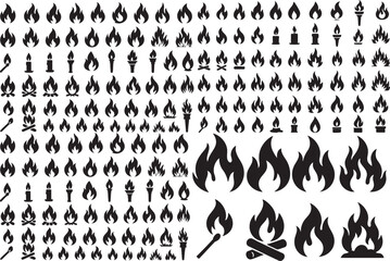 Diverse Fire Silhouettes Vector Pack Flame & Abstract Fire Designs EPS