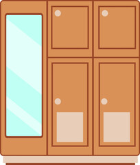 Wooden Cabinet Illustration: A charming illustration of a wooden cabinet, designed with multiple doors, providing storage options and a modern touch to interiors.