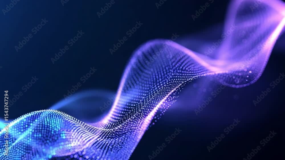 Poster digital symphony: a mesmerizing display of vibrant blue and purple waves, creating a captivating abs