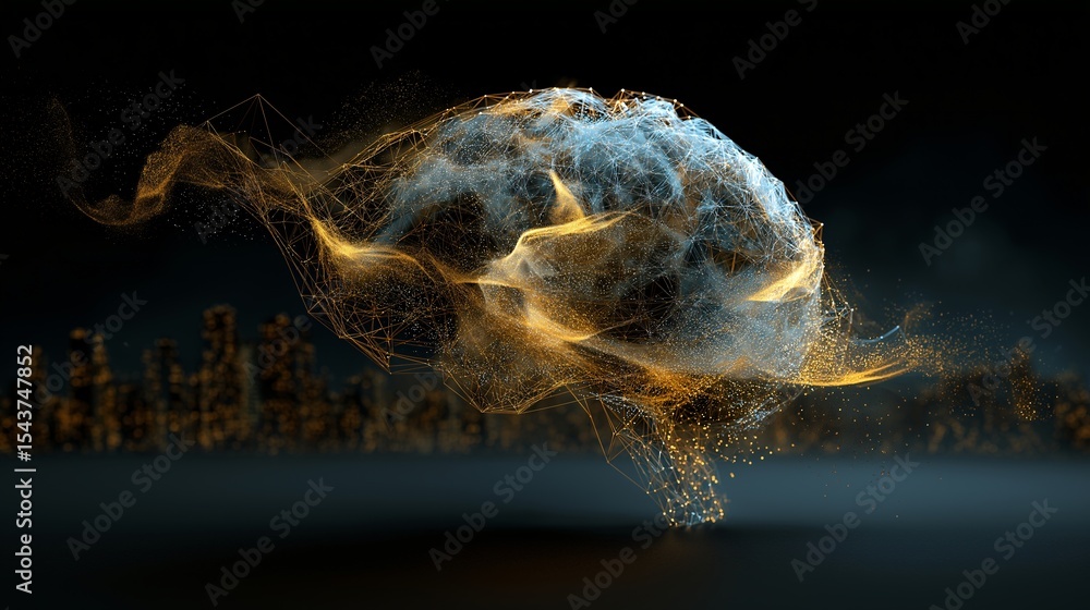 Poster a mesmerizing digital representation of the human brain, showcasing intricate neural connections and