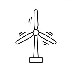 Simple line drawing of a rotating wind turbine