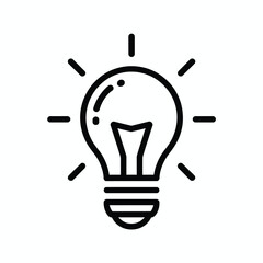 Bright idea light bulb icon line art graphic
