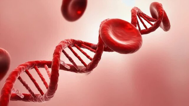 Stunning 3 D Animation D N A Helix Red Blood Cells Microscopic View Medical Science Genetics