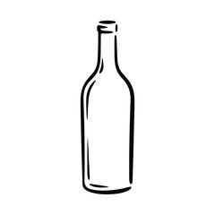 Simple line drawing of an empty glass bottle