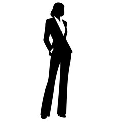 Silhouette of a Businesswoman in a Pantsuit, Vector Illustration