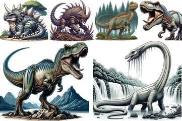 Dinosaurs Vector Collection Set Resizable, Printable, Editable Clipart for Kids & Education