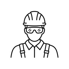 Construction worker icon line art safety gear