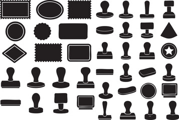 Stamp Silhouette Vector Set Vintage, Postal, Seals Collection EPS Cut Files Editable
