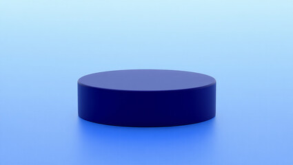 Single dark blue cylinder on light blue background