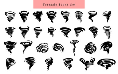 Tornado storm icon simple set silhouette hand drawn