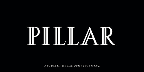 Vector illustration of a high-contrast serif style alphabet letter featuring a sleek structure and thick vertical lines, inspired by classical architectural pillars.