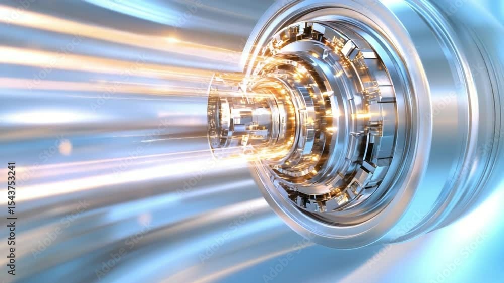 Aufkleber industrial innovation: a cutting-edge, abstract industrial component shimmers with radiant light, sy