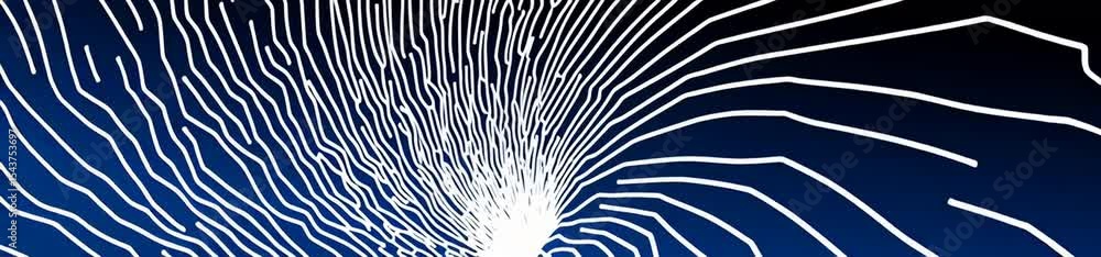 Poster blue and white background, lines in the shape of sound waves simple line drawing style, minimalist d