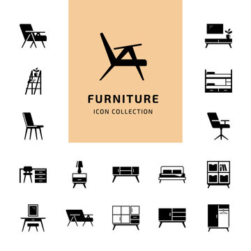 Furniture Icon Collection Vector Set