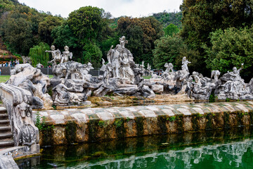 Baroque fountain adorned with mythological statues at the end of the monumental waterway in the...
