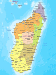 Detailed political map of Madagascar